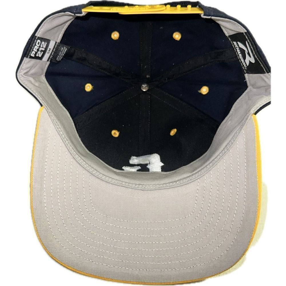 G Embroidered Baseball Cap Yellow Navy Blue SnapBack Size Small Pro 212 Hat - Picture 5 of 7